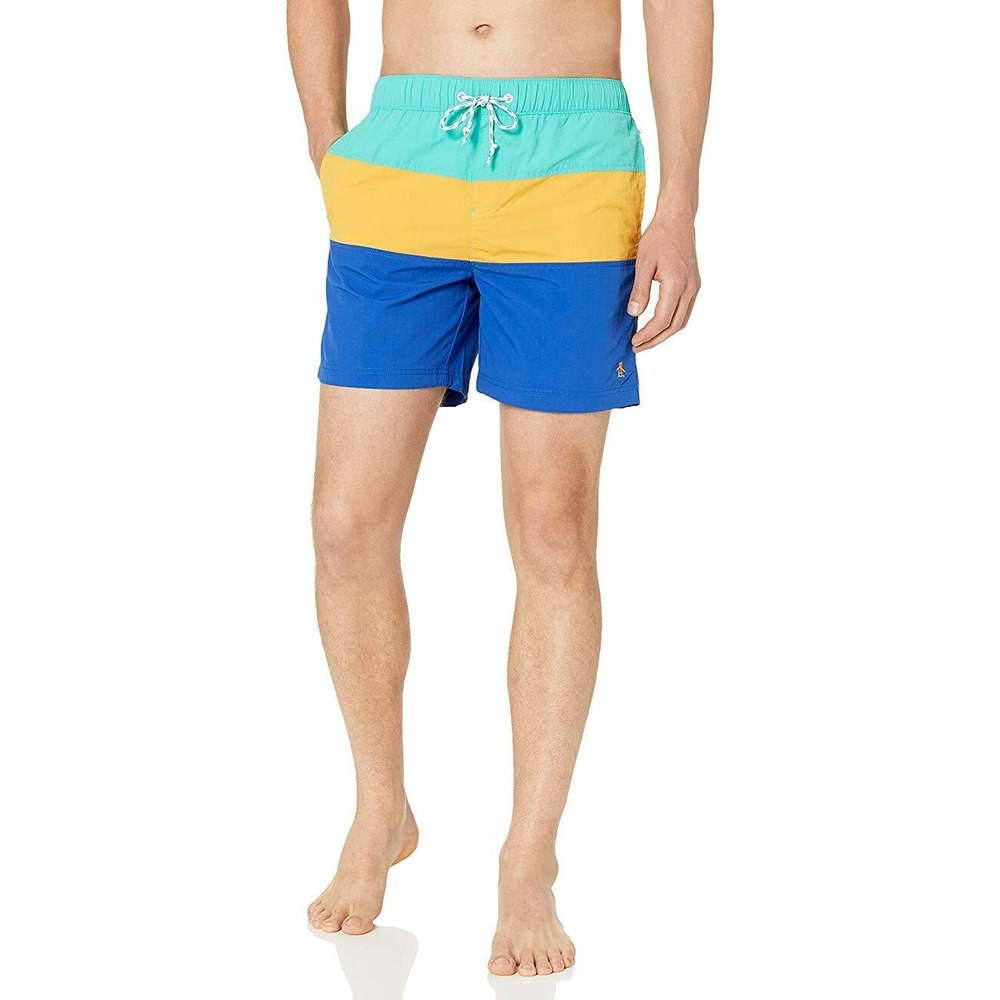 Original‎ Penguin Men's Colorblock Swim Trunks Striped Shorts Size XXL $79
